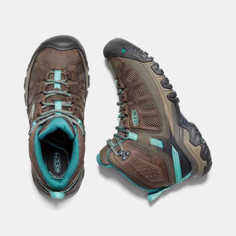 Keen Targhee Vent Mid Womens Hiking Boots Brown/Turquoise NZ Sale (8029-RBFZH)